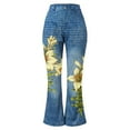thumbnail image 3 of WILLBEST Pantalones Casuales para Mujer, Vaqueros Holgados con Dobladillo Acampanado, Estampados elegantes, Elásticos, Acampanados, Cómodos para Uso Diario. Chica, 3 of 4