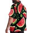 thumbnail image 3 of Watermelon Men's Short Sleeve Hawaiian Shirt, Casual Printed Button Down Beach Tops for Summer, Spread Collar Mens Shirts Unisex, 3 of 6