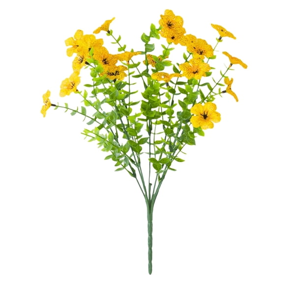 Secfreeship 8 Bundles Artificial Flowers Outdoor UV Resistant - Fake Faux Plastic Plants for Porch/Wedding/Home Decor (Lifelike No Fade Greenery)