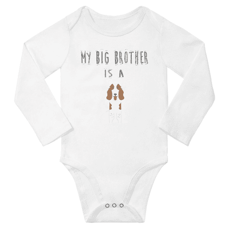 

My Big Brother is a Welsh Springer Spaniel Dog Funny Baby Long Sleeve Clothing Bodysuits Boy Girl (White 12-18M)