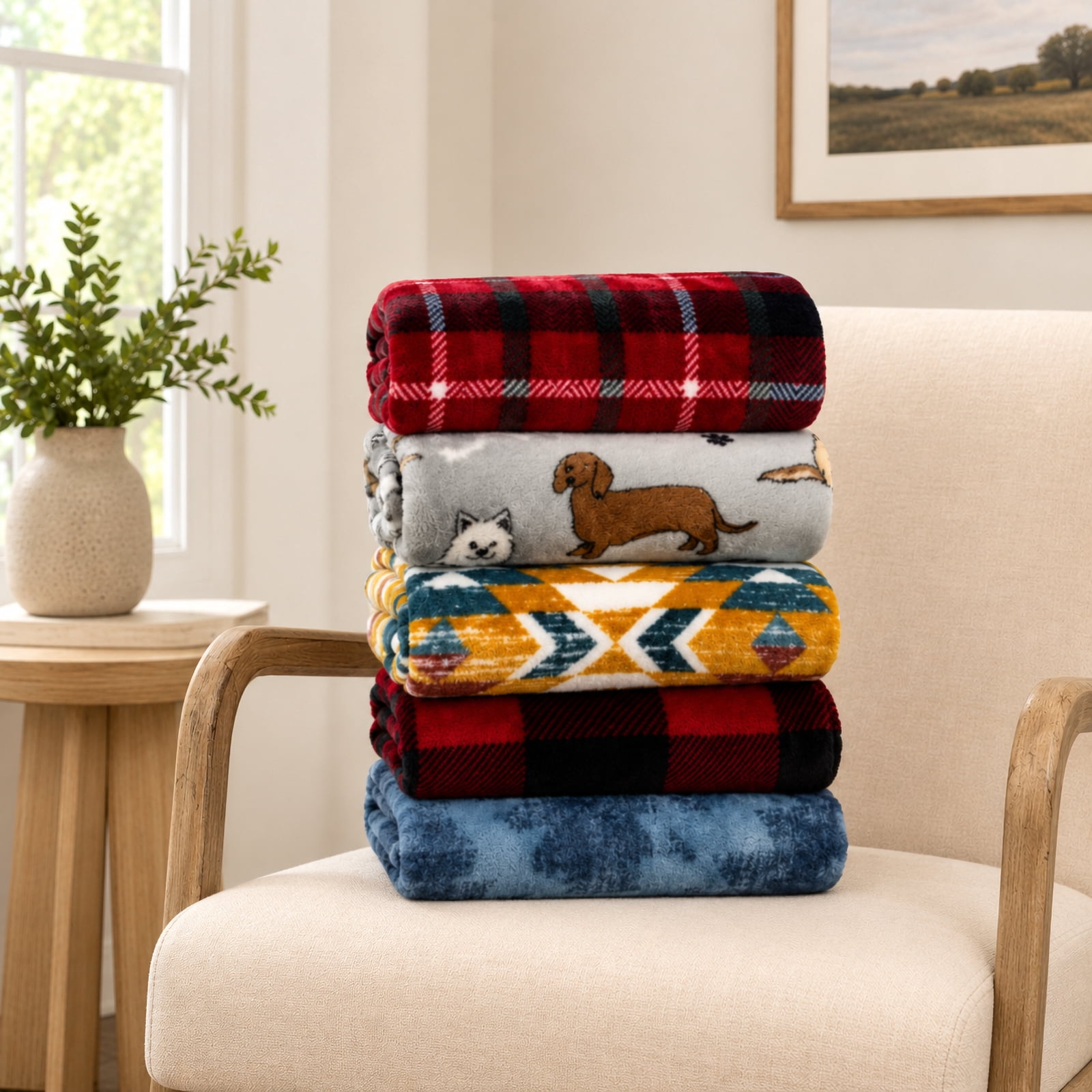 The Big Plushie Birch Plaid Super Plush Throw, 50" x 70"