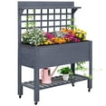 thumbnail image 2 of Outsunny 41" Raised Garden Bed with Wheels, Trellis & Storage Shelves, Gray, 2 of 9