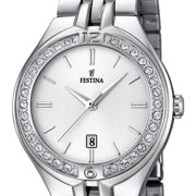 Festina Watches Mademoiselle Collection Silver Stainless Steel Case and Strap with Decorated Bezel and Silver Dial Womens Watch. F16867-1