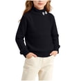 thumbnail image 3 of Wilark Toddler Girls Sweaters Ruffle Mock Neck Casual Long Sleeve Cute Fall Knitted Tops Black 4 T, 3 of 9