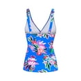 thumbnail image 4 of FORTANT Women's Floral Print Plus Size Two Piece Tankini Swimsuits Ruched Tummy Control Tankini Top with Swim Shorts, Size S-4XL, 4 of 8