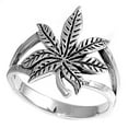 thumbnail image 4 of Sterling Silver Cannabis Sativa Marijuana Ring Wholesale Band 17mm 925 Jewelry Female Male Size 10, 4 of 4