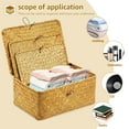 thumbnail image 4 of 3 Pcs Wicker Storage Basket with Lid Handmade Hay Woven Basket with Lid Multifunctional Stackable Easy to Clean Hay Storage Basket for Toys Cosmetics Bathroom, 4 of 10