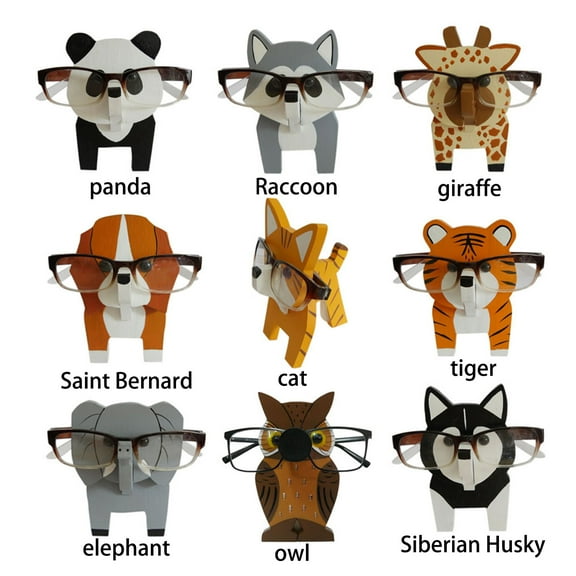 Garhelper Cartoon Animal Wood Carving Eyeglasses Sunglasses Holder Stand Spectacle Display Gift Glasses Bracket