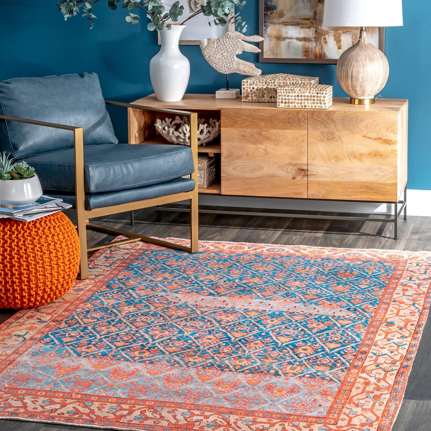 nuLOOM Destiny Printed Faded Floral Trellis Flatweave Area ...