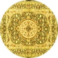 thumbnail image 1 of Ahgly Company Machine Washable Indoor Round Medallion Yellow Traditional Area Rugs, 8' Round, 1 of 4