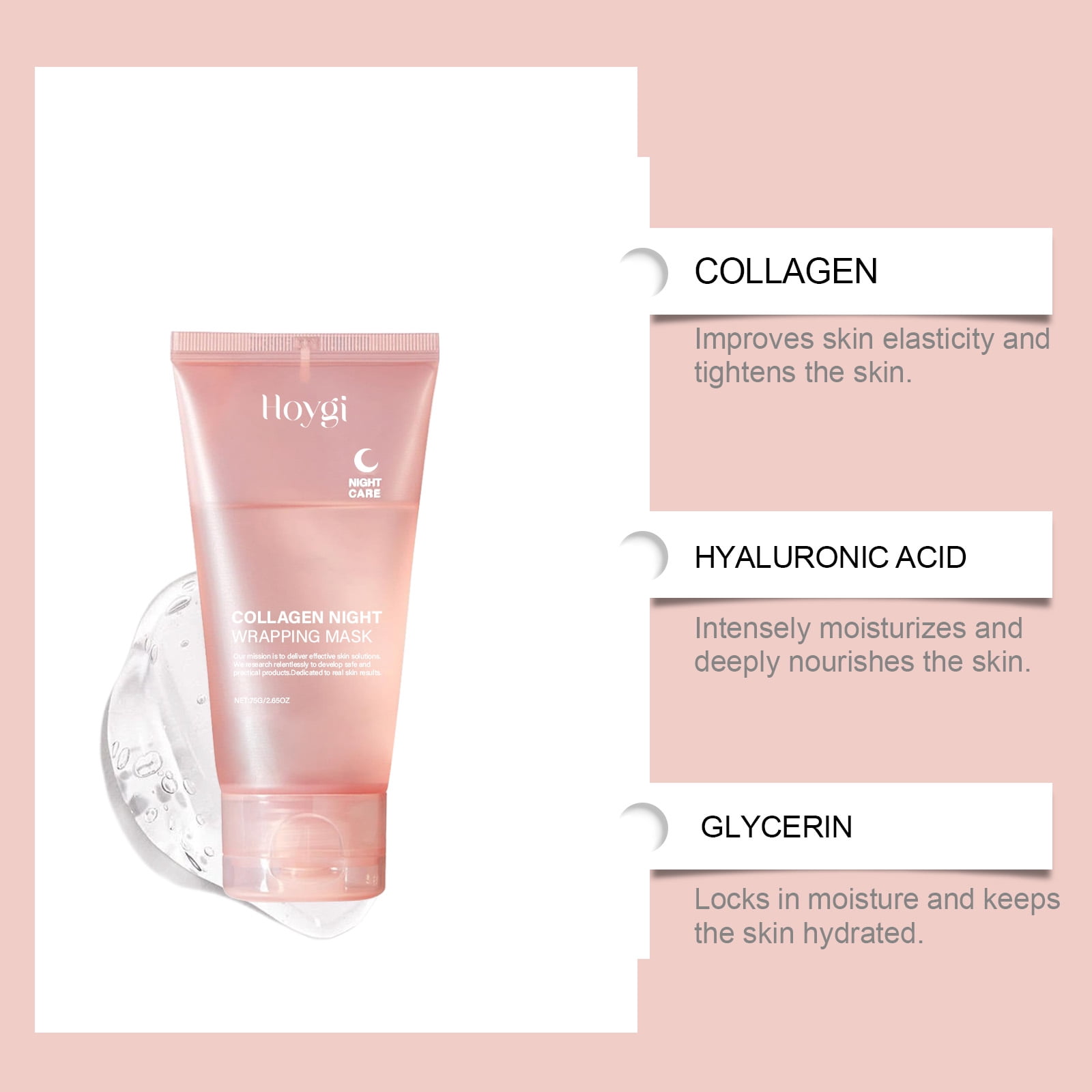 3pc Collagen Face Mask - Elasticity & Hydration Care, Reduces Sagging & Dullness - Hydrolyzed Collagen for Glowing Skin - Korean Skin Care, 2.53 fl.oz