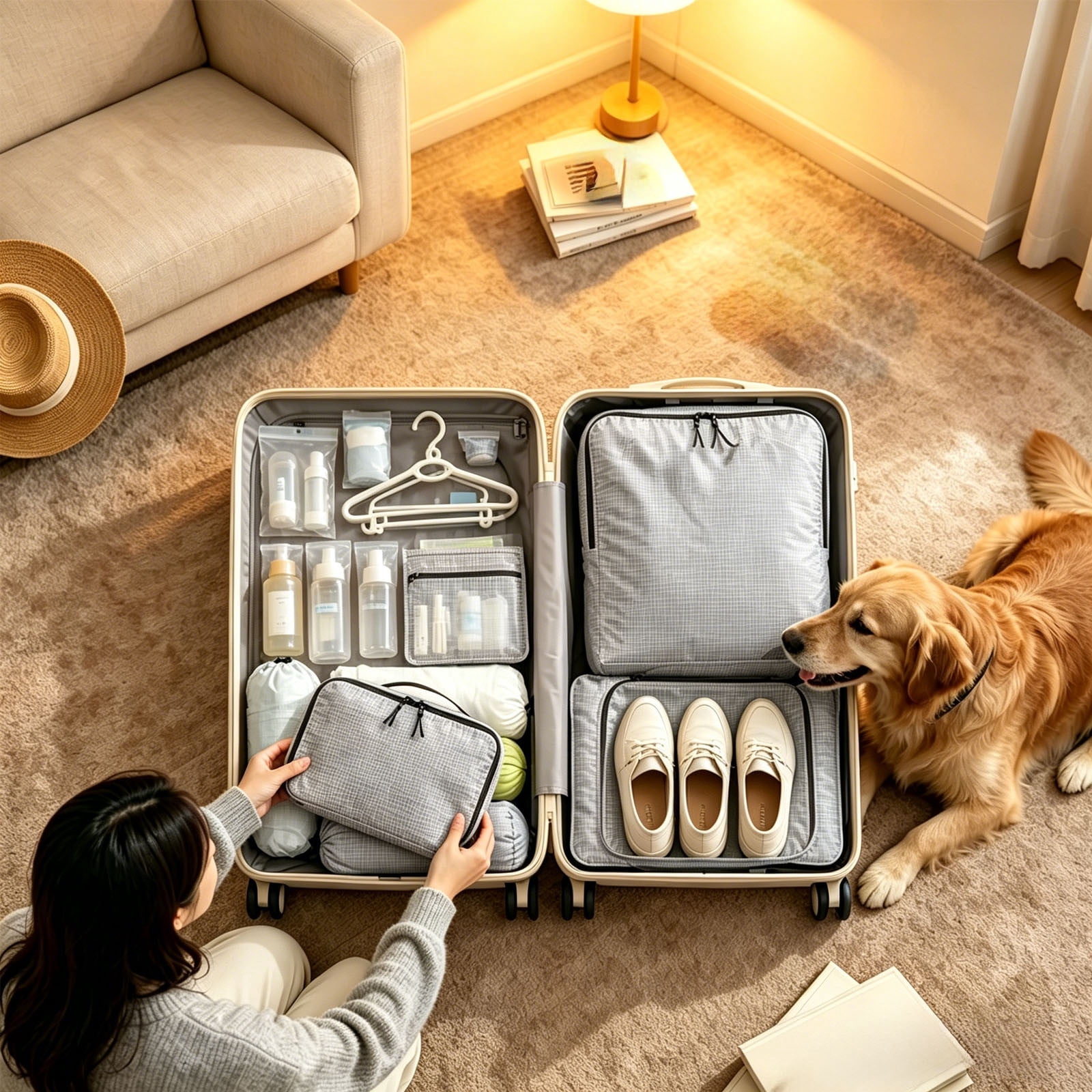 PONPRNGY 1Pc Compression Packing Cubes for Travel, Lightweight Packaging Organizer Bags for Carry On Space Saving, Travel Essentials Cubes for Suitcase Backpack