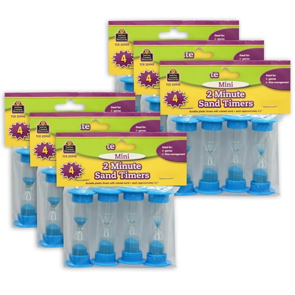 Teacher Created Resources 2 Minute Sand Timers, Mini, 4 Per Pack, 6 Packs