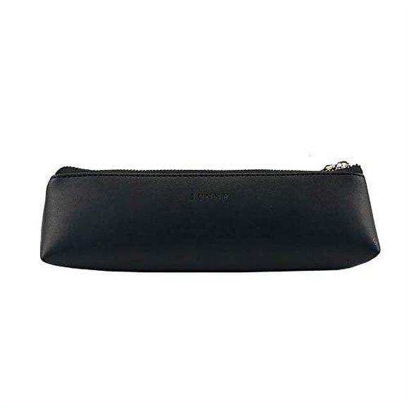 Doraking Pencil Bag Pen Case Cosmetic Makeup Bag Pen Pencil Stationery Pouch Bag Case/PU Leather Small Pencil Pouch Students Stationery Pouch Zipper Bag for Pens, Pencils, Markers (Black)