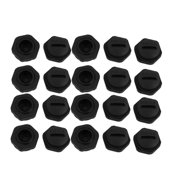 Unique Bargains 20pcs M16 x 1.5mm Nylon Male Threaded Cable Gland Cap Round Screw-in Cover Black
