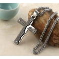 thumbnail image 4 of HZMAN Men's Stainless Steel Jesus Christ Crucifix Cross Lord's Prayer Pendant Necklace (Black), 4 of 8