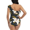 thumbnail image 5 of Honeii Lilies Flowers for women's one-piece swimsuit featuring a chic one-shoulder design experience elegance and style in the water-Small, 5 of 6