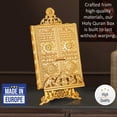 thumbnail image 3 of Luxury Metal Quran Box with Stand | Islamic Gift Box for Display | Fancy Bookrest with Kaaba Door Motif Decorated Quran Box | Holy Quran Storage Box with Lectern | Eid, Ramadan Decoration, Gift, Gold, 3 of 5