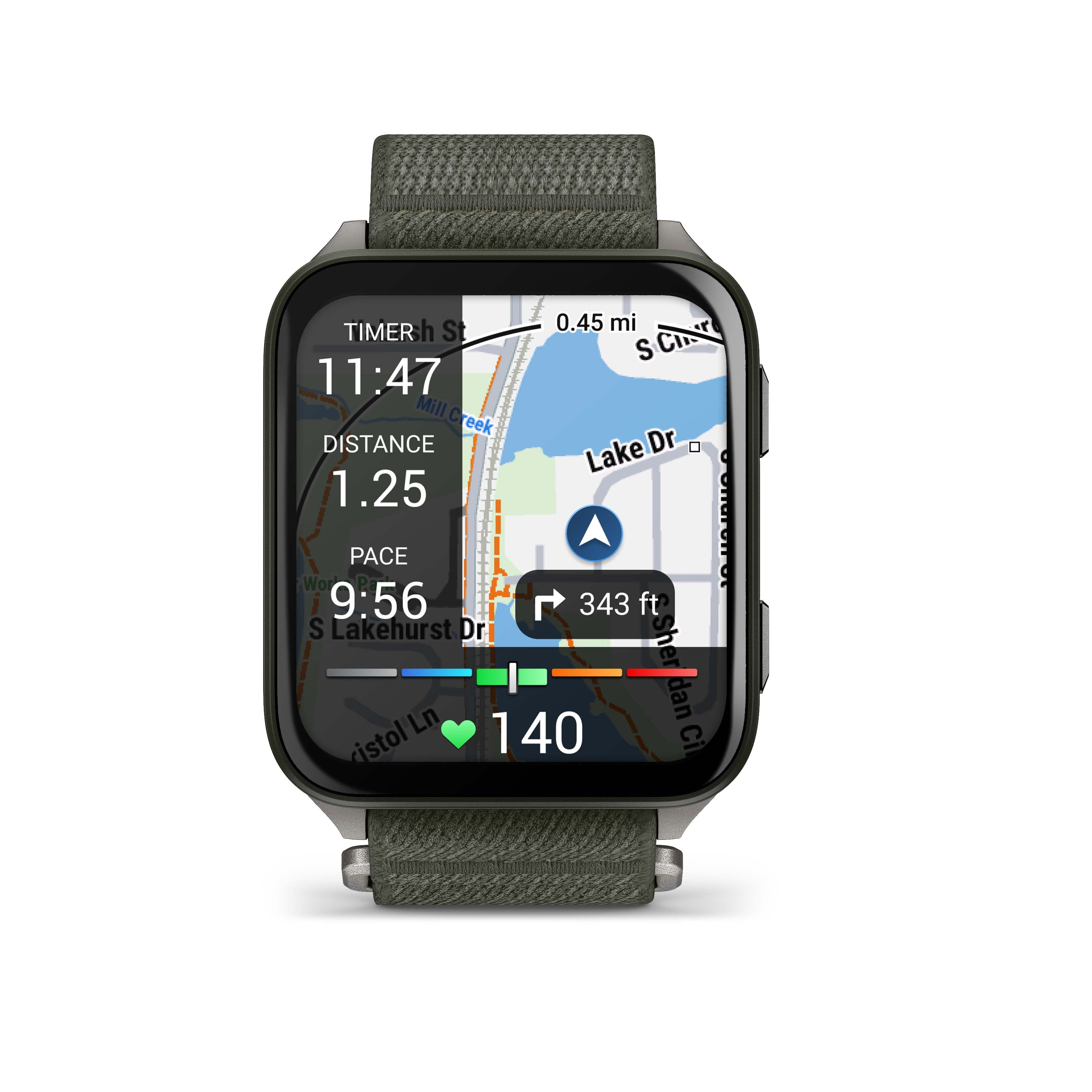 Garmin Venu X1 Thin and Lightweight GPS Smartwatch, AMOLED Display, Moss with Titanium Caseback and Moss ComfortFit Nylon Band with Wearable4U White EarBuds Bundle
