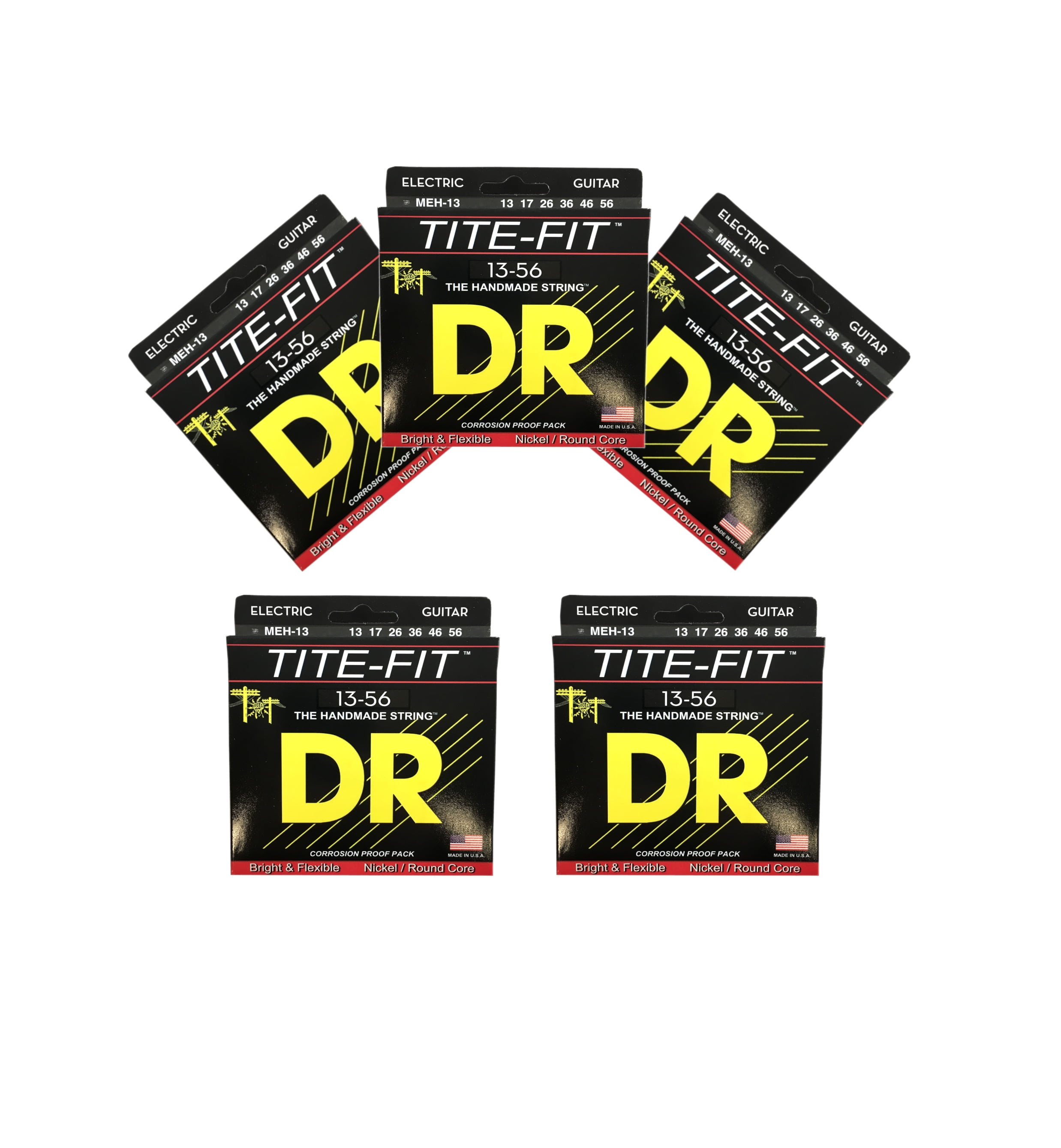 DR Guitar Strings Electric Tite-Fit 5 Pack 13-56 Mega Heavy Handmade USA