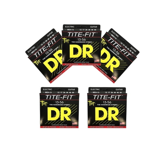 DR Guitar Strings Electric Tite-Fit 5 Pack 13-56 Mega Heavy Handmade USA