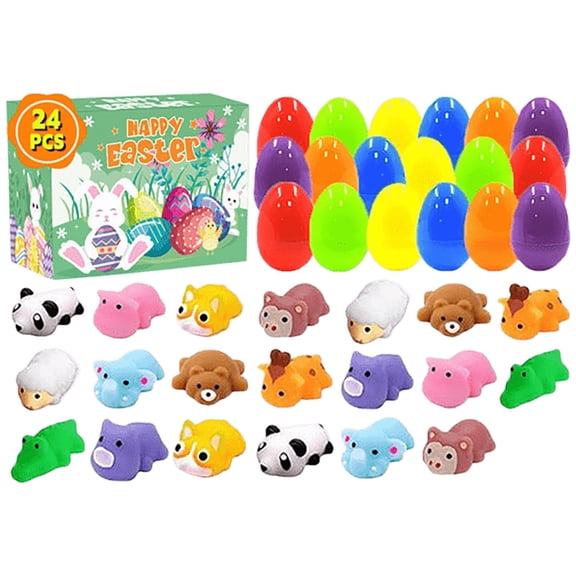 HBBKVI Bright and Colorful Plastic Prefilled Easter Eggs with Assorted Toys for Egg Hunt, Basket Stuffers and Party Favors, for Easter Bunny Surprises