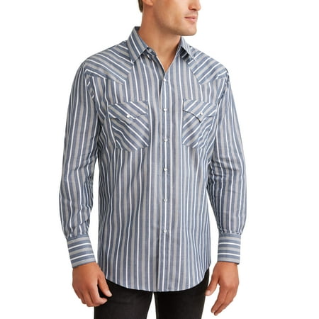 Stripe Non Iron Shirt - Men's Long Sleeve Stripe Western Shirt