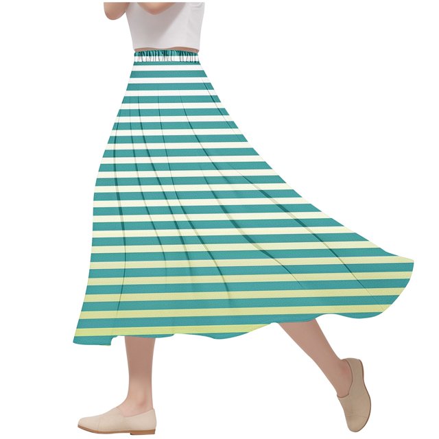ameIAEA Women A-Line High Waist Midi Skirt Color Block Ruffle Flowy Skirts 2024 Fall Trendy Skirt
