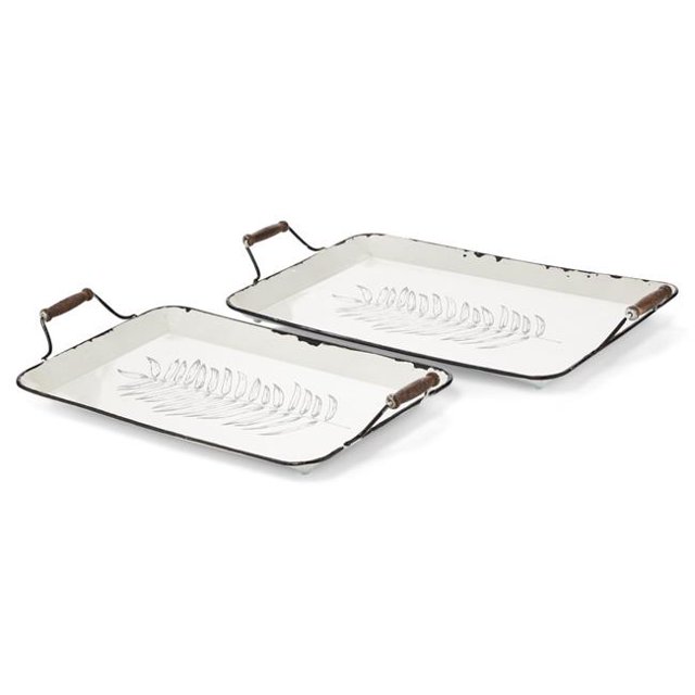 IMAX Z65667-2 Plateaux Décoratifs Devon - White&44; Lot de 2