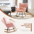 thumbnail image 4 of CONCETTA Nursery Rocking Chair, High Back Plush Upholstered Glider Rocking Chair, Teddy Fabric Upholstered, Nursery, Bedroom, Living Room Modern Rocking Decorative Chair, Pink, 4 of 9