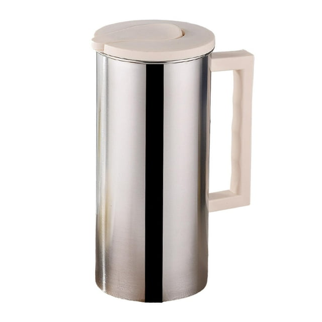 Jarra de acero inoxidable de 1, y tapa, jarra de agua, de agua fría, jarra de leche para cafetería restaurante Hotel , beige SM SunniMix Jarra de jugo