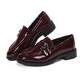 thumbnail image 2 of Pennysue Women's Patent Leather Loafers with Decorative Buckle Round Toe Chunky Heel Slip On Casual Dress Shoes for School Work Daily Wear, 2 of 6