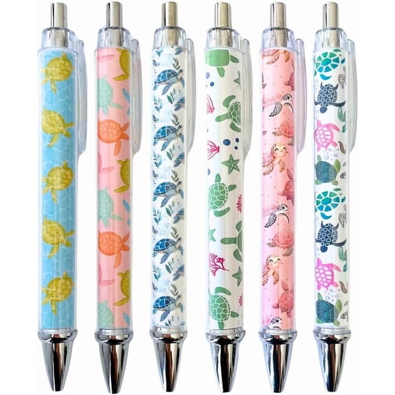YJ PREMIUMS Cute Turtle Design Ballpoint Pens (6 Count)