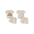 thumbnail image 2 of BemeyourBBs Toddler Baby Boys Big Brother Outfit Infant Baby Boys Summer Clothes Waffled Short Sleeve Letter Embroidery T Shirt Tops and Pockets Shorts Set, 2 of 9