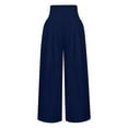 thumbnail image 4 of Cyber_Monday Deals! Ganfancp Wide Leg Pants Woman Womens Sweats Casual Long Leg Length High Rise Wrinkle Resistant Slim Fit Thickened with Pockets Trendy Solid for Work Navy S Clearance Sales Today, 4 of 6