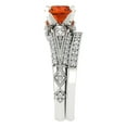 thumbnail image 3 of Clara Pucci 14K White Gold Round Cut 1.5Ct Simulated Red Diamond Engagement Ring + Matching Band - Luxury Box Included, 3 of 7