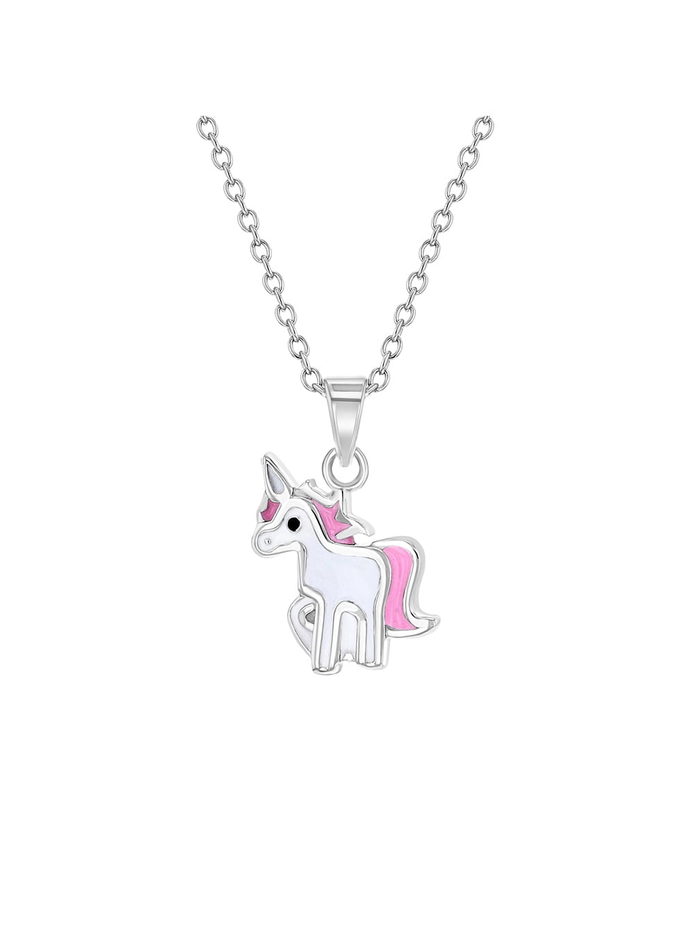 Little Girls Unicorn Pendant on a Sterling Silver Necklace 