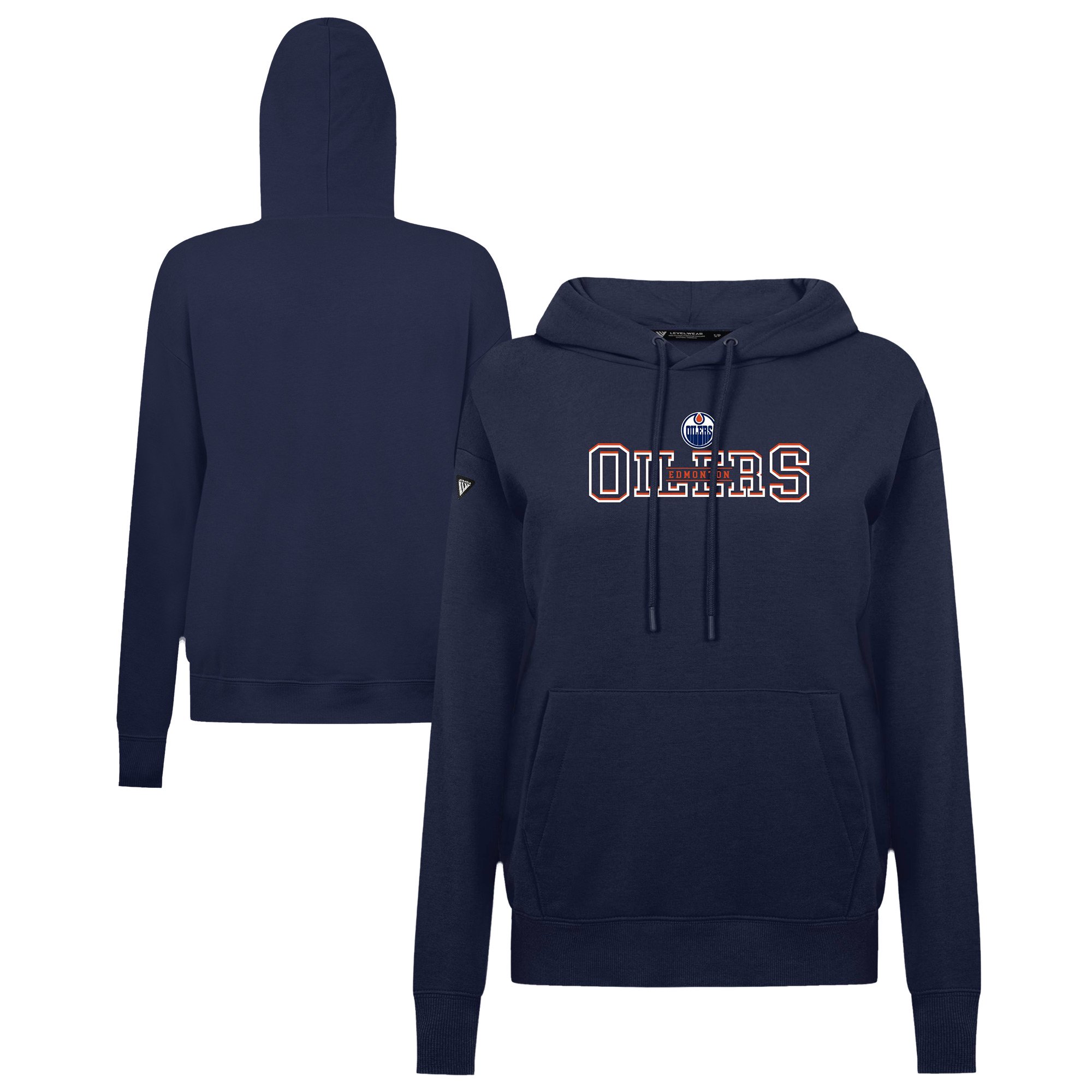 Women's Levelwear Navy Edmonton Oilers Adorn Journey Pullover Hoodie