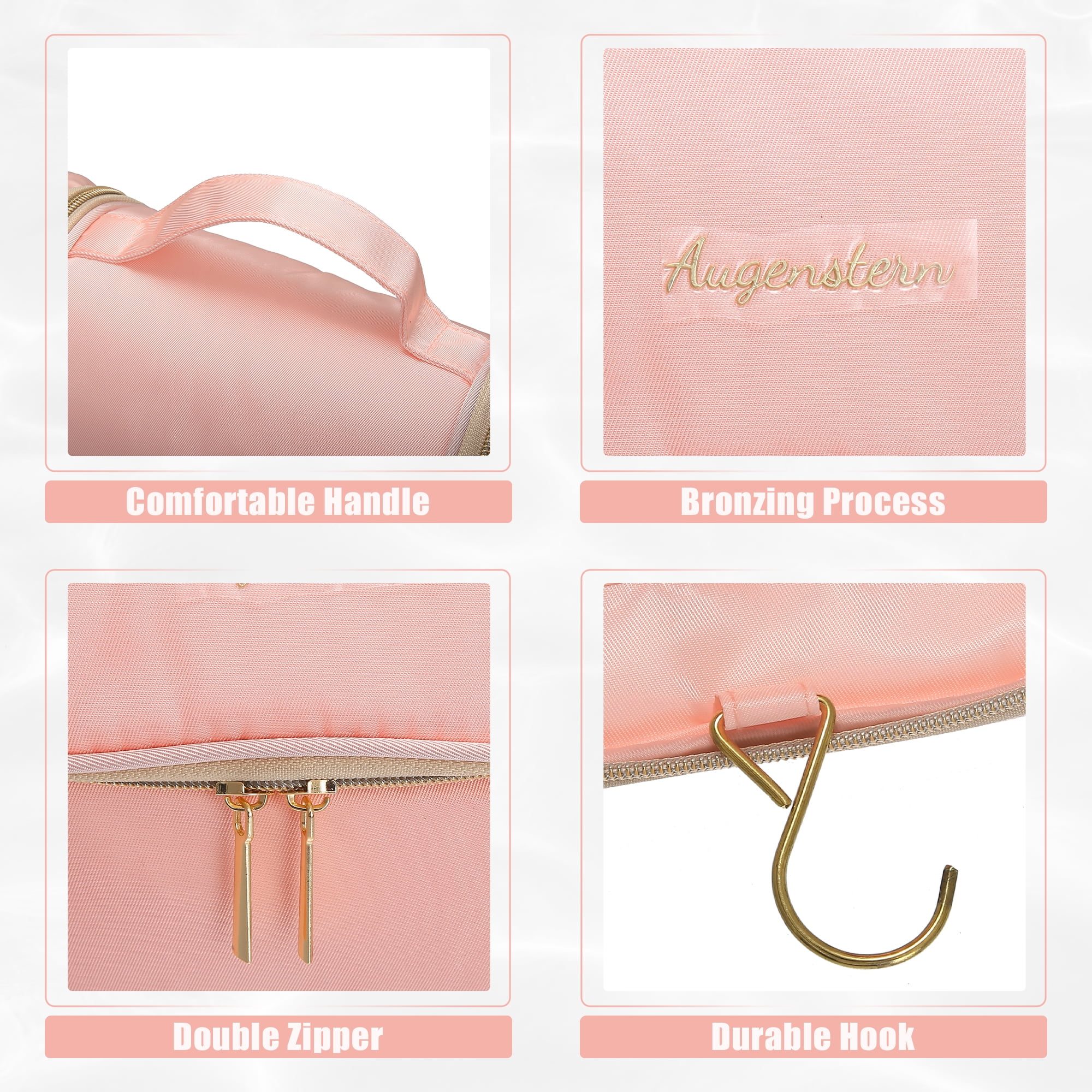 Unique Bargains 1Pc Travel Hanging Storage Cosmetic Bag for Toiletries Accessories Pink