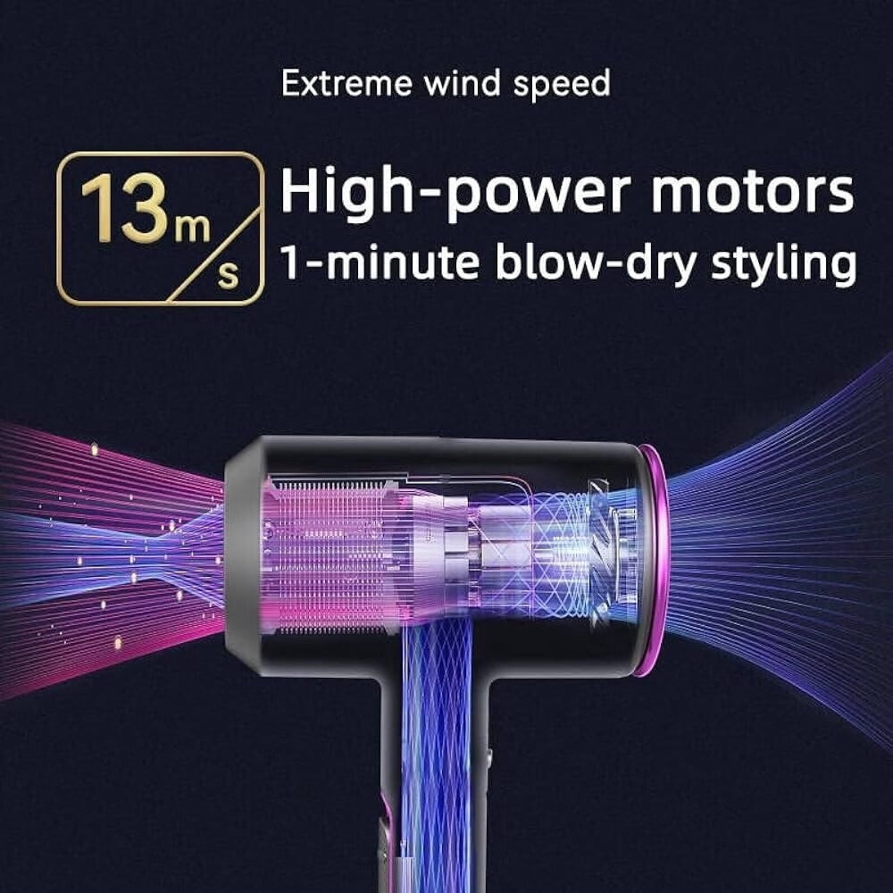 Hair Dryer, 1800 Watts Professional Ionic Hair Dryer with Diffuser and Nozzles, Powerful Blow Dryer for Fast Drying,Compact & Lightweight Travel Portable Hair Dryer for Women (Gray)