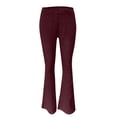 thumbnail image 5 of Women's Mid Waist Flared Jeans, High Rise Retro Vintage Distressed Bootcut Denim Pants, Stretch Elastic Waist Skinny Fit Casual Streetwear Jeans for Daily Wear Wine M, 5 of 7