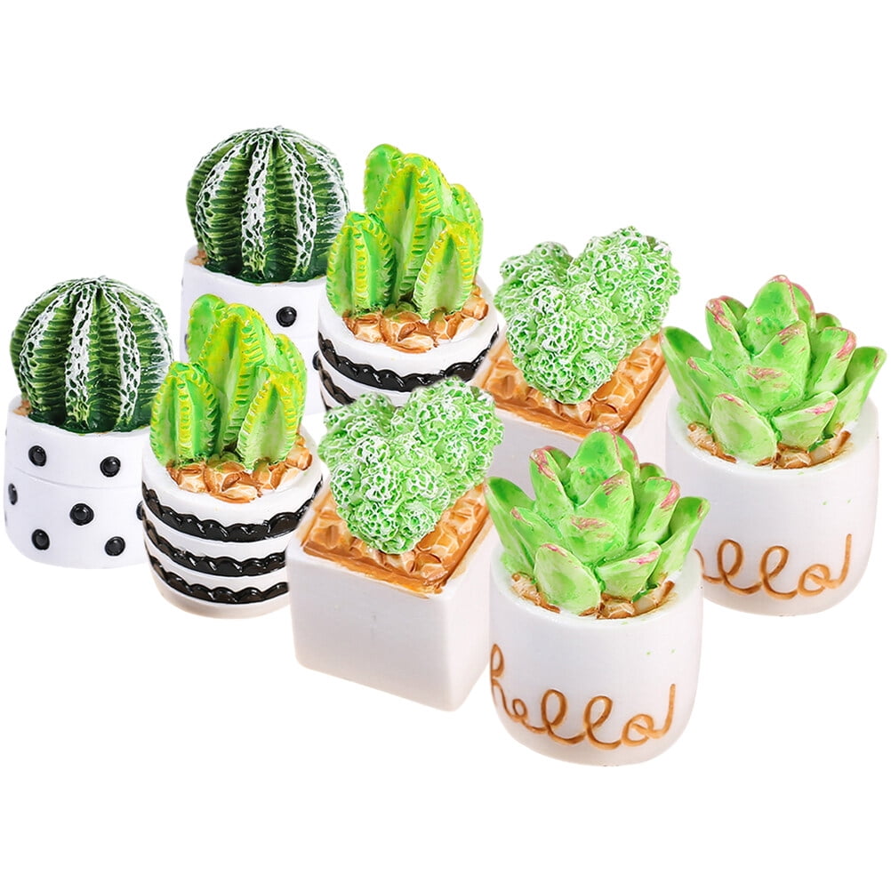 8pcs Small Potted Faux Succulent Plants Mini Fake Cactus Plants Bonsai