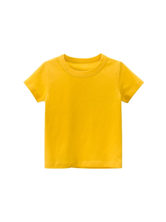 Little Boys Tshirts Shirts for Boys,Solid Color Boys Cooling Short Sleeve Boy'S Undershirts Cotton Child Athletic Shirt Boys Boy Summer Clothes(Yellow,6 Years)