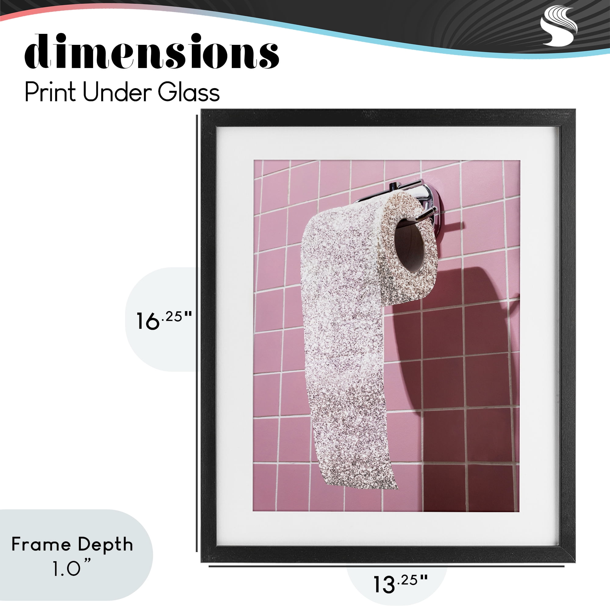 Stupell Industries Glitter Pink Toilet Paper Black Framed Print Under Glass, design by CAD Designs