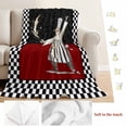 thumbnail image 5 of Red Black Chef Blanket Soft Cozy Warm Throw Blanket for Couch, Plush Fuzzy Flannel Fleece Blankets for Sofa, Cartoon Cute Watercolor Cooking Checkered Bed Blankets Lightweight Gifts for Men, 40"x60", 5 of 9