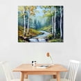 thumbnail image 2 of Large Canvas Wall Art Landscape Painting Modern Birch Trees Nature Teal Mountain River Picture Abstract Painting Artwork Artwork Prints,for Living Room Bedroom Home Office Wall Décor, 2 of 6