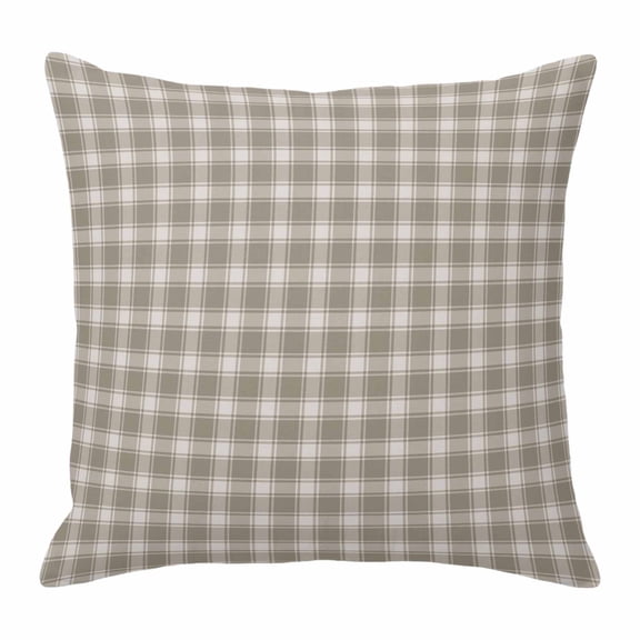 Throw Pillow Covers 16x16 Inch, Khaki Gingham Decorative Pillow Cases for Couch Sofa Bed, Farmhouse Buffalo Plaid Checkered Cotton Linen Square Home Decor Pillowcases with Hidden Zipper
