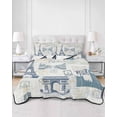 thumbnail image 2 of Twin XL Quilt Bedding Set, Eiffel Tower Reversible Summer Quilt 3 Pieces, European Architectural Retro Hand-Painted Lightweight Bedspreads Coverlets with 2 Pillow Shams for All Seasons, 2 of 5