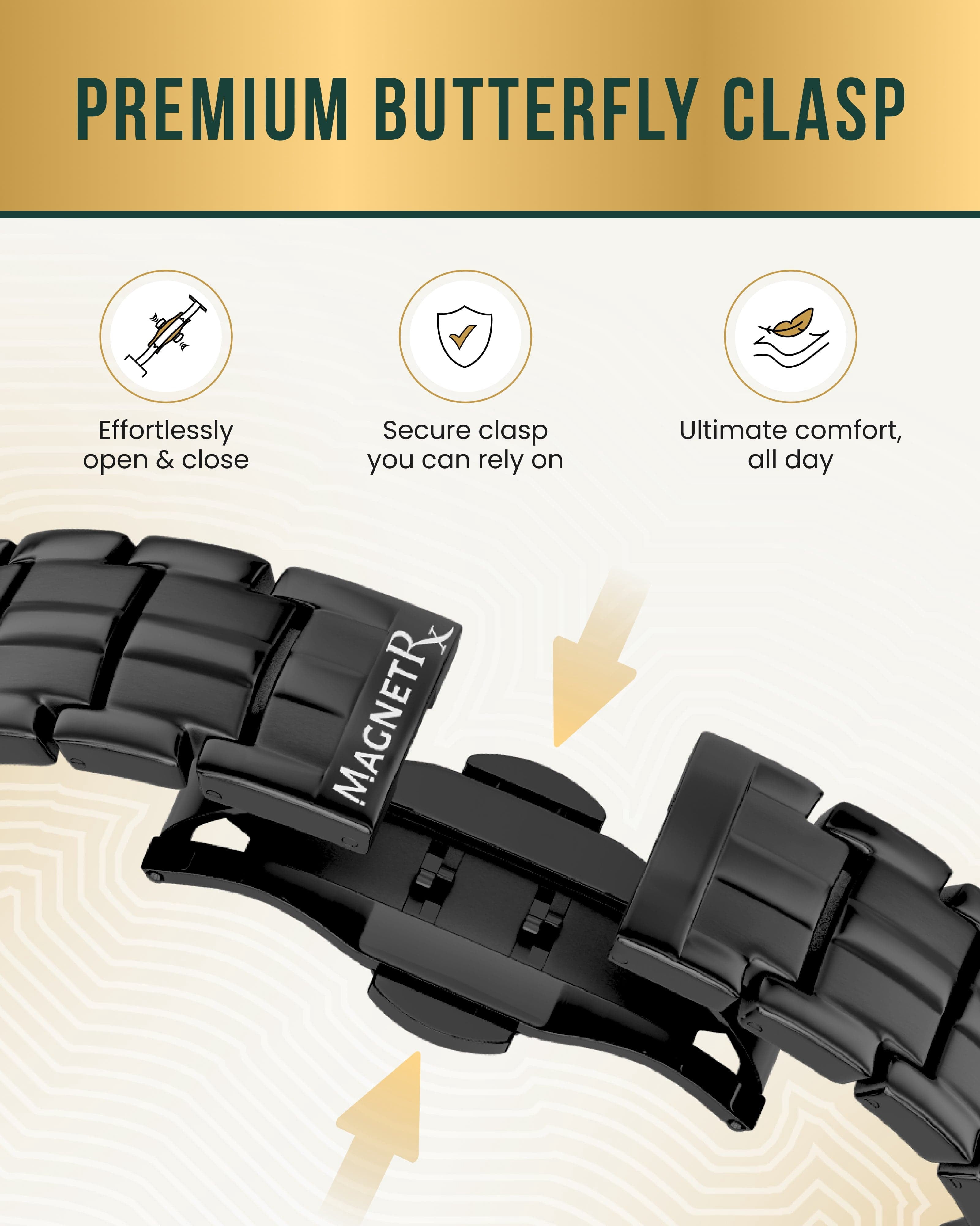 MagnetRX Bracelets for Men — EllipseMAX Designed in USA & Patent Pending — Premium Titanium Mens Bracelet & Adjustable Length (Black)