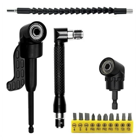 14 Piece Angle Screwdriver Set, 105° Attachment for Cordless Screwdrivers, , Drill Extension